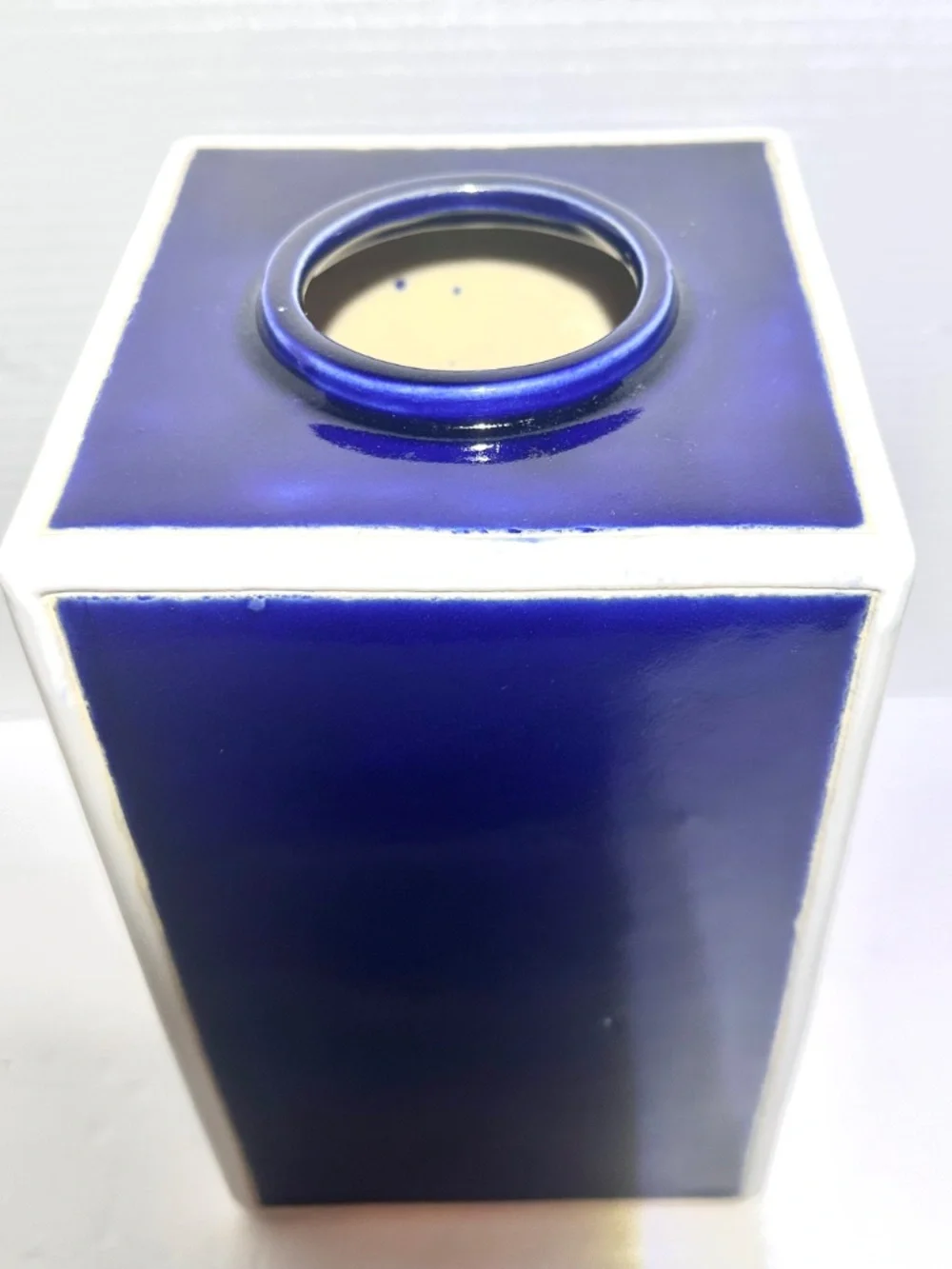 Jonathan Adler Haply Chic Cobalt Blue Ceramic Canister Vase Lid Vintage MCM Pop
